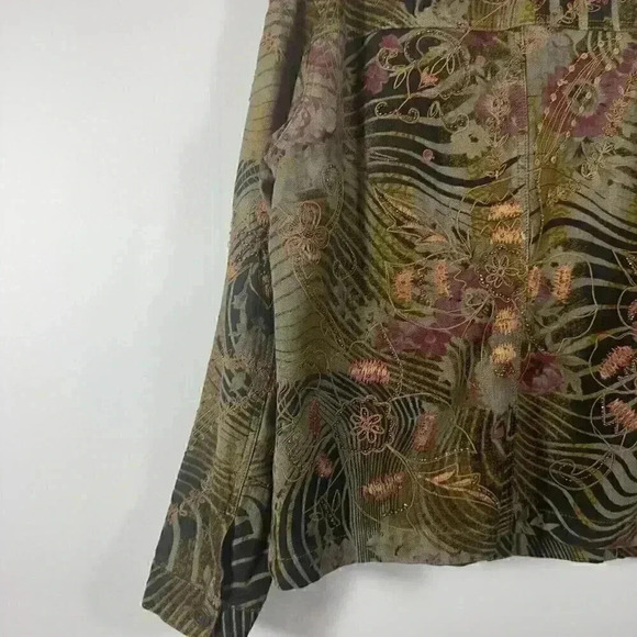 Chico’s Fashion Floral Retro Rhinestone Women Jean Jacket Size Medium Chico’s 2 - Picture 13 of 14